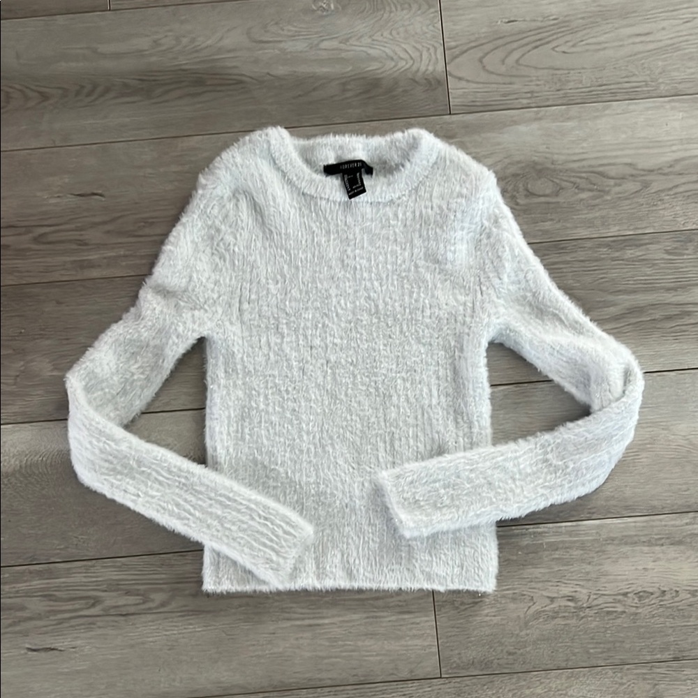 Forever 21 Fuzzy White Sweater Top